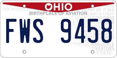 OH license plate FWS9458