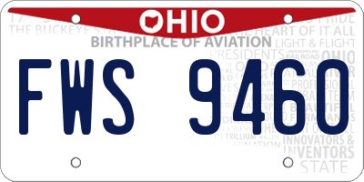 OH license plate FWS9460