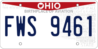 OH license plate FWS9461