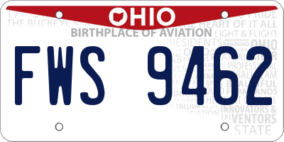 OH license plate FWS9462