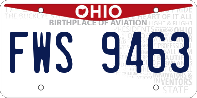 OH license plate FWS9463