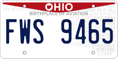 OH license plate FWS9465