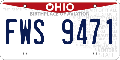 OH license plate FWS9471