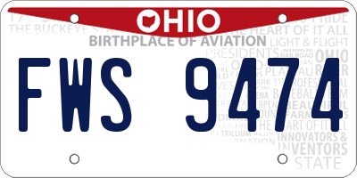 OH license plate FWS9474