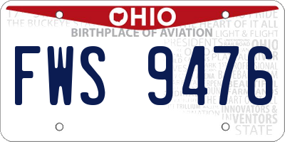 OH license plate FWS9476