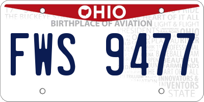 OH license plate FWS9477