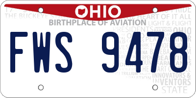 OH license plate FWS9478