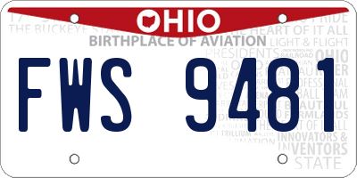 OH license plate FWS9481