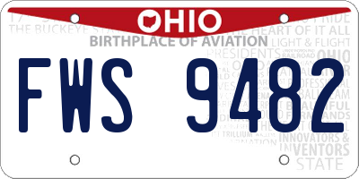 OH license plate FWS9482