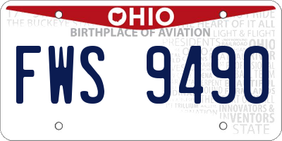 OH license plate FWS9490