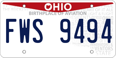 OH license plate FWS9494