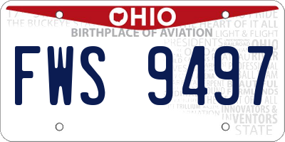 OH license plate FWS9497