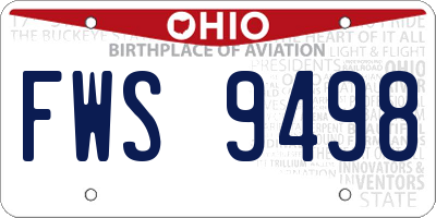 OH license plate FWS9498