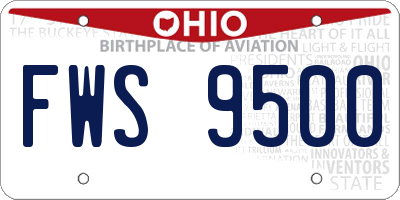 OH license plate FWS9500