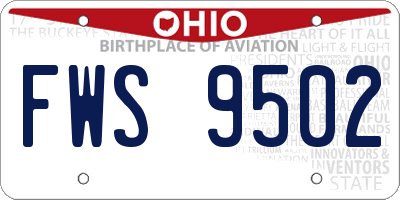 OH license plate FWS9502