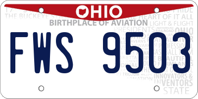 OH license plate FWS9503