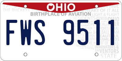 OH license plate FWS9511