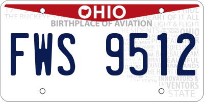 OH license plate FWS9512