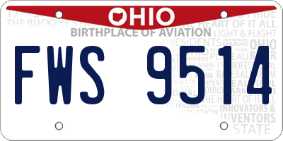 OH license plate FWS9514