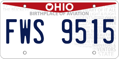 OH license plate FWS9515