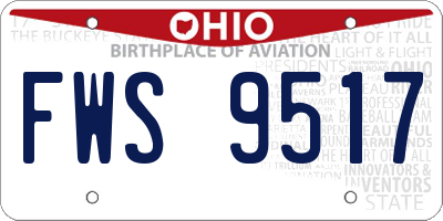 OH license plate FWS9517