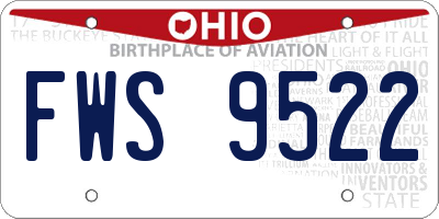 OH license plate FWS9522