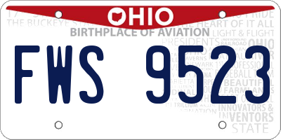 OH license plate FWS9523