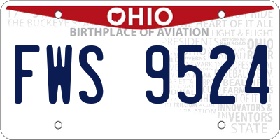 OH license plate FWS9524