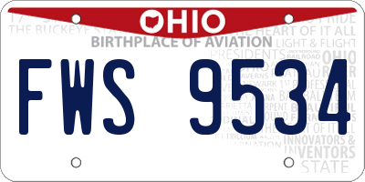 OH license plate FWS9534