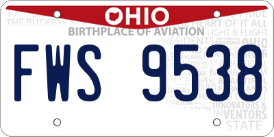 OH license plate FWS9538