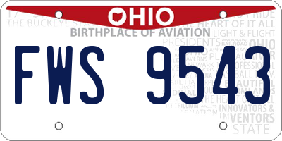 OH license plate FWS9543