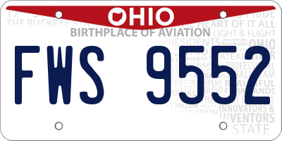 OH license plate FWS9552