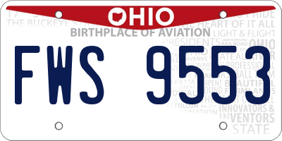 OH license plate FWS9553