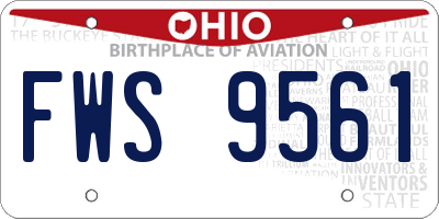 OH license plate FWS9561