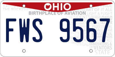 OH license plate FWS9567