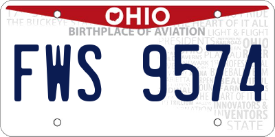 OH license plate FWS9574