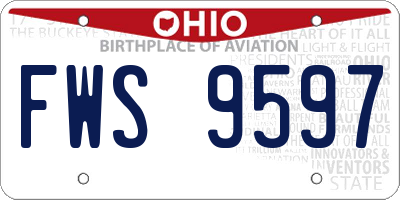 OH license plate FWS9597