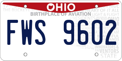 OH license plate FWS9602