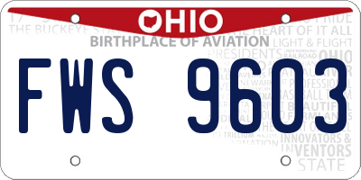 OH license plate FWS9603