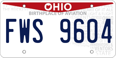 OH license plate FWS9604