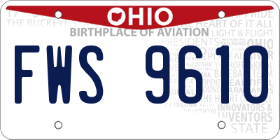 OH license plate FWS9610