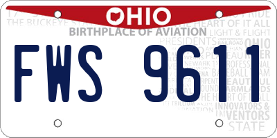 OH license plate FWS9611