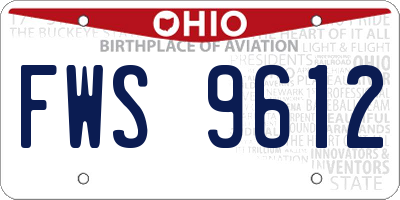 OH license plate FWS9612