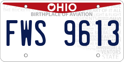 OH license plate FWS9613