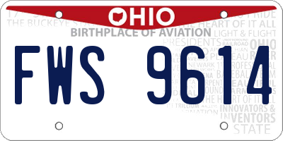 OH license plate FWS9614