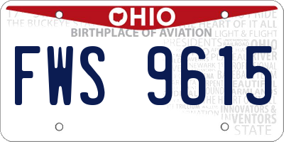 OH license plate FWS9615