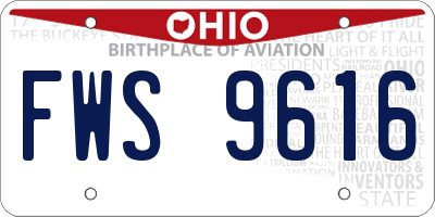 OH license plate FWS9616