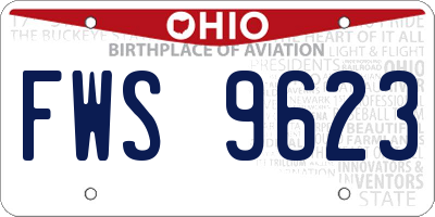 OH license plate FWS9623