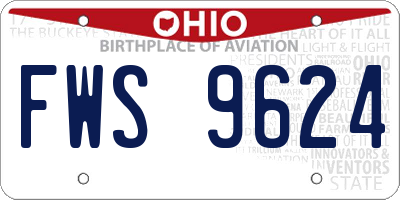 OH license plate FWS9624