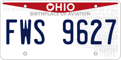 OH license plate FWS9627